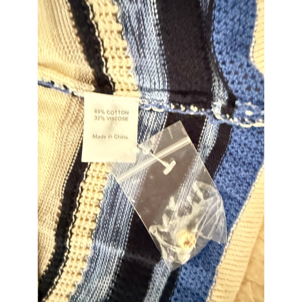 VEREVE XL NWT Blue Cream Striped Cotton Knit Sweater Tank Vest Coastal - Picture 5 of 7